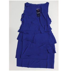 Women's Petite Chaps Tiered Georgette Sheath Dress - Chateau Blue - 6P